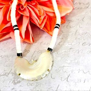 MOTHER OF PEARL DOVE NECKLACE WITH HEISHI BEADS